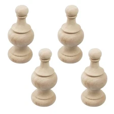 4PCS Unfinished Wood Finials Decorative – Solid Wood Bed Post Finials and Cur...