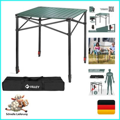 Villey Klapptisch Aluminium 70x70x78 cm Outdoor Camping Gartentisch mit Trage...