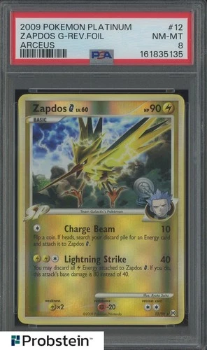 2009 Pokemon Platinum Arceus #12 Zapdos G - Reverse Foil PSA 8 NM-MT