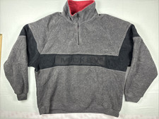 Vintage Mickey Mouse Jacket Mens Large Gray Fleece Disney Store 1/4 Zip Pullover