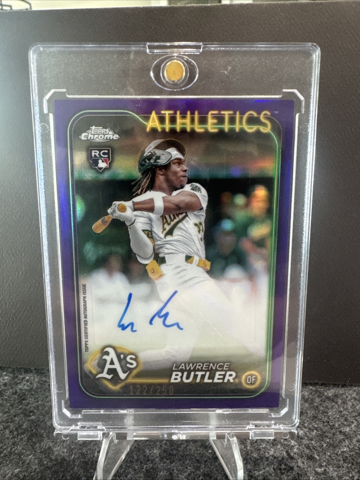 2024 Topps Chrome - Lawrence Butler (RC) Purple Refractor Auto /250 #RA-LBU