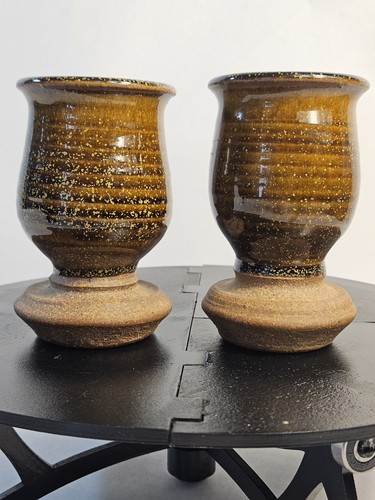 Vintage Brown County Keramik von Master Potter J. Mühlen 1980 Weinkelche