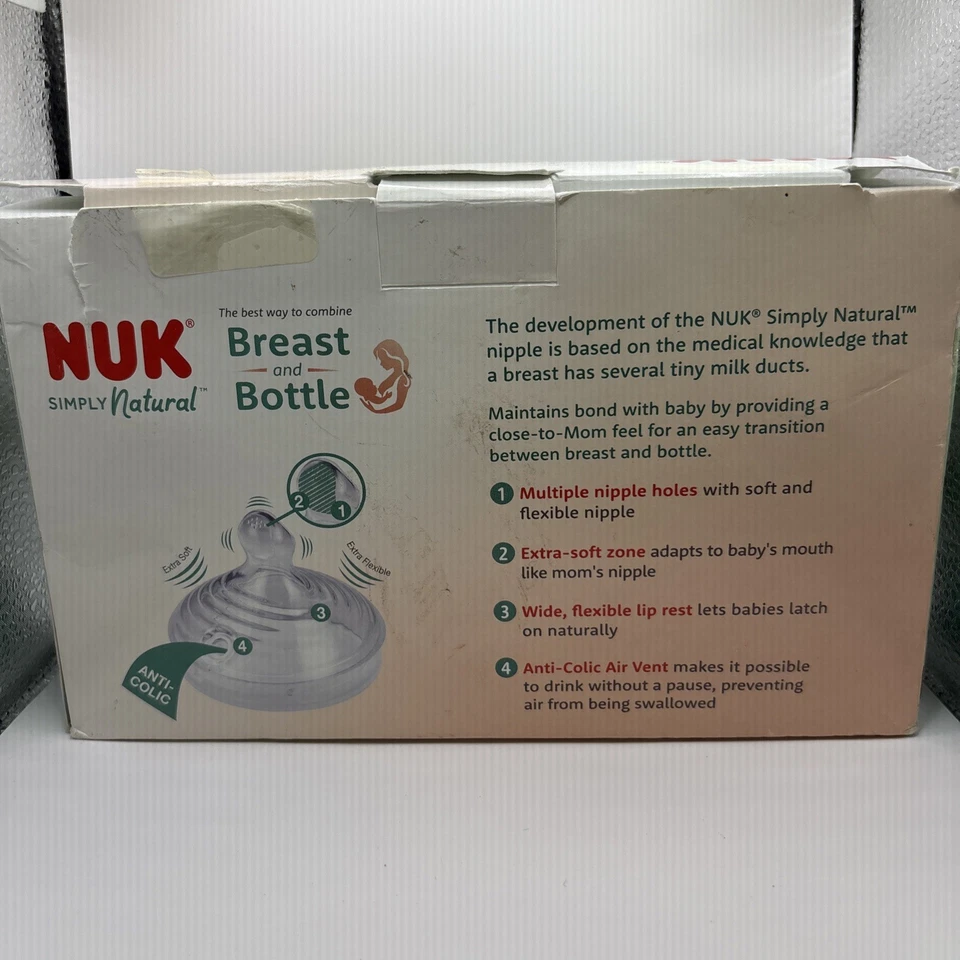 Biberones de vidrio NUK Simply Natural 4 oz 3ct pecho y biberón 0+m flujo lento Foto 2 de 4