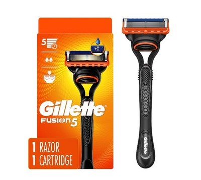 GILLETTE Fusion5 Men's Razor Handle, Orange, 1 Blade Refill