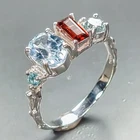 Jewelry gem Natural Blue Topaz Ring 925 Sterling Silver Size 7.75 /R467737