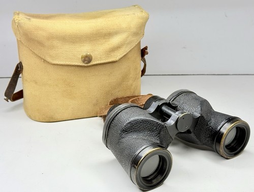 Vintage 1945 WWII 1st Canadian Army Binoculars 6x30 Graticule 5 Mils Canvas Case