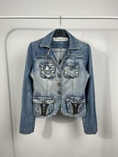 Christian Dior Boutique Denim Jacket Blue Fitted Women Designer Vintage XS