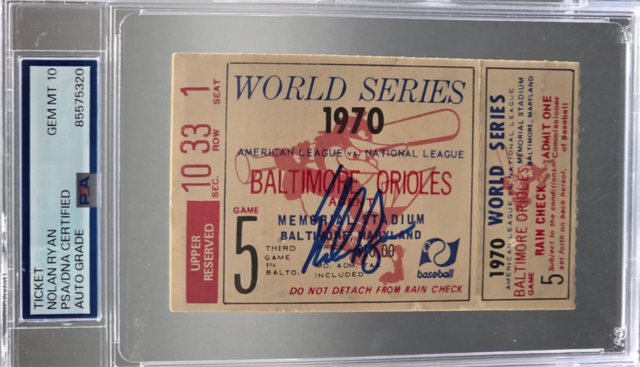 🔥 Nolan Ryan Signed 1970 World Series Ticket ⚾️ PSA 10 Auto 💎 Mets HOF RARE 🔥