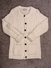 Blarney Woollen Mills Aran Cable Knit Cardigan 100 Merino Wool M