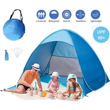 Beach Tent Portable WaterProof UV Protection Sun Shelter 2-3 Man Foldable UK