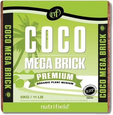 Nutrifield Coco Coir Mega Brick Organic Coconut Coir 11lb 5kg Coco Fiber