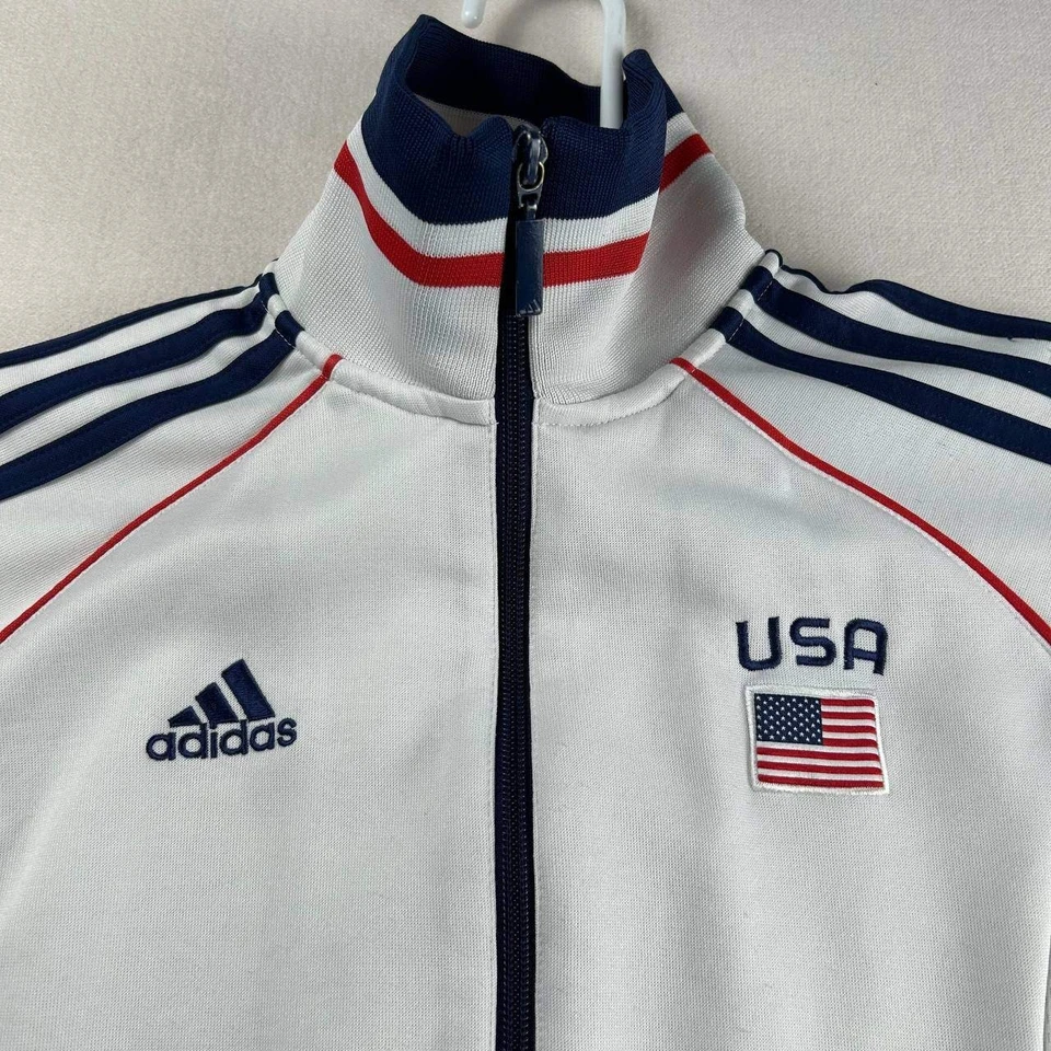 Винтажный Adidas команды США 11 полный молнии Track куртка 3 полоски мальчика размер маленький S - Изображение 2 из 4