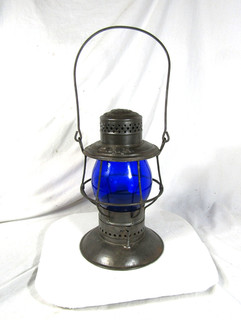 Antike Adams Westlake Adlake Pennsylvania Eisenbahn Laterne kobaltblau Globus