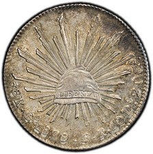 Mexico: Republic 8 Reales 1878-Go FR Guanajuato Mint. PCGS MS-63! Stunning coin!