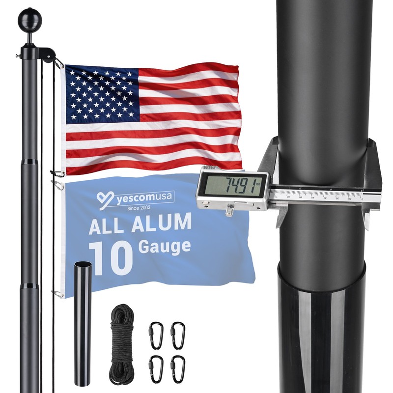 AplusChoice 30FT All Aluminum Sectional Flag Pole Kit In Ground Sleeve 10 Gauge