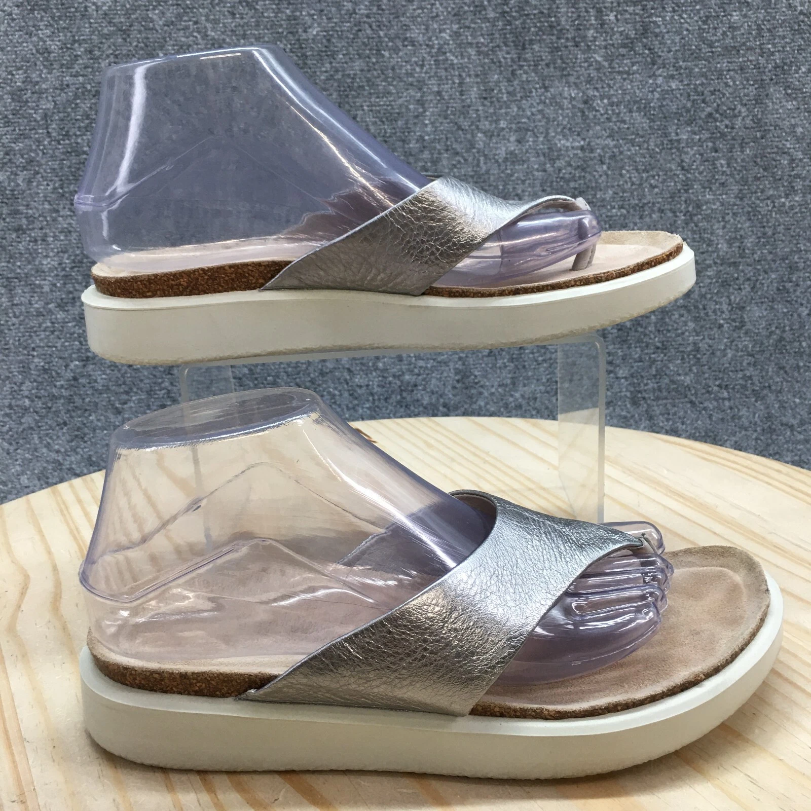 Ecco sandali donna 8 perizoma sughero punta argento comodi ballerine 27180301708