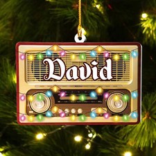 Custom Name Radio Christmas lights Ornament, Radio Christmas Tree hanging Orname