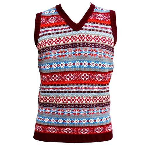 Unisex Herren Fairisle Weste Pullunder Vintage Ärmellos Strickpullover 50s 60s - Bild 36 von 52