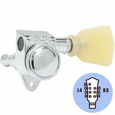 NEW Grover 502 LOCKING 7-String Tuners L4 R3 Keystone Buttons 4x3 - CHROME