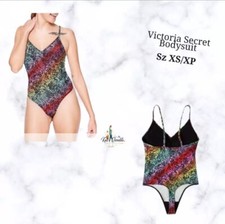 Victoria Secret PINK V-Neck Bodysuit Candy Coral Snake Print Size XS/XP NWT