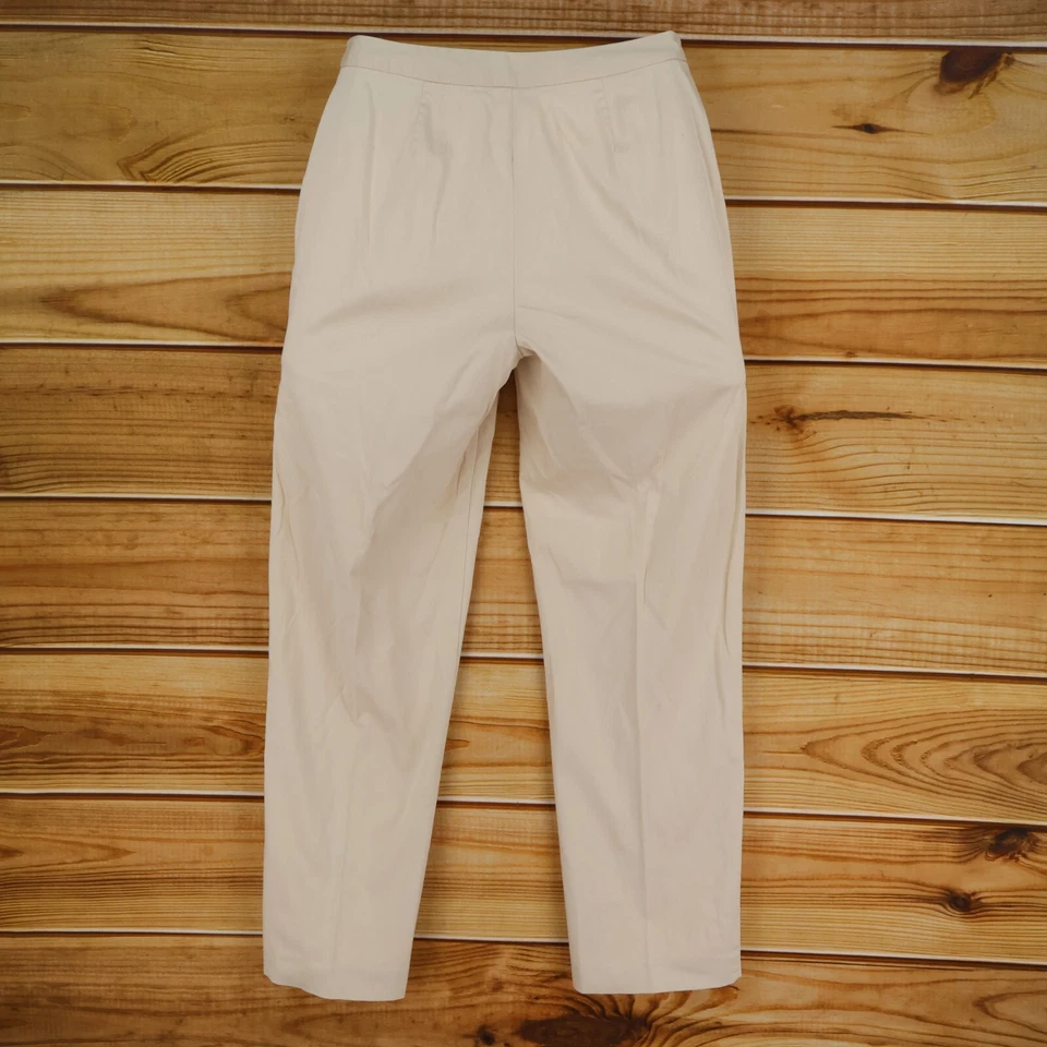Pantalones de vestir Statements para mujer 8 beige largo completo tiro medio frente plano recto Foto 2 de 4