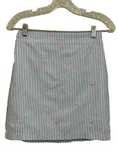 Vineyard Vines Girls Large 14 Striped Seersucker Whale Print Skirt Blue