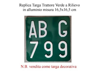 GADGET STORE Replica Targa Trattore Verde a rilievo a catarifrangente misura 16,5x16,5dhl 48