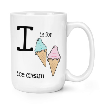 Buchstabe I ist für Eis 15 Unzen große Tasse Becher - Alphabet groß