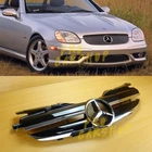 1997-2004 Shiny Black Front Grill For R170 2-FIN SLK ABS Benz Convertible 2-Door