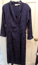 VTG Victoria's Secret Gold Label Long Kimono Robe Patterned Solid Navy M/L EUC