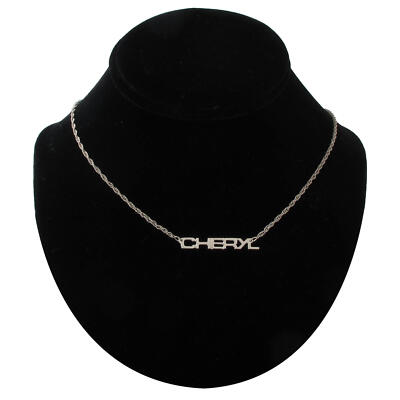 Vintage Silver Tone Name ''Cheryl'' Pendant Necklace 16 1/2''