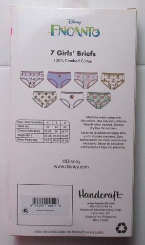 New Girls Size 8 Disney Encanto 7 Briefs 100% Cotton - Picture 2 of 2