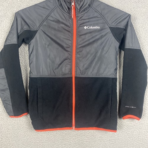 Columbia Boys Jacket Medium 10/12 Black Omni Heat Hoodie Full Zip Fleece Youth - Picture 4 of 12