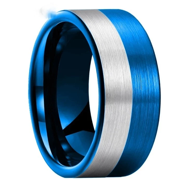 Anillo de carburo de tungsteno azul negro 6/8/10/12 mm banda tubo corte cepillo acabado anillo Foto 2 de 4