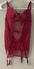 Victoria  s Secret Red Lacey Corset Bustier Sz 34C