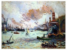 Port of Rotterdam Boats by M. Luce Tile Mural Kitchen Backsplash Marble Ceramic