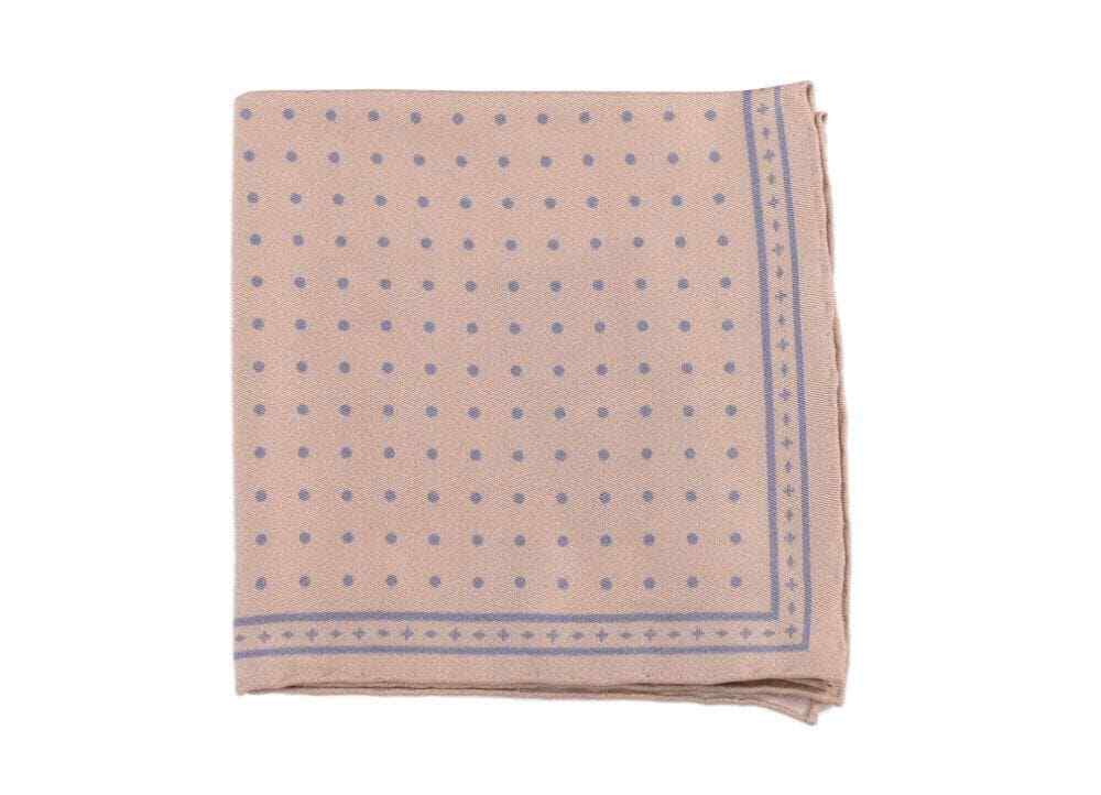 Cesare Attolini Светло-коричневый и шелковый нагрудный платок в синий горошек 10290₽