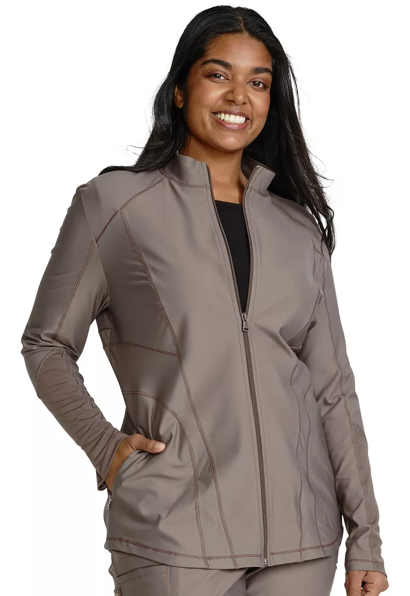 Cherokee Scrubs Zip Front Jacket Top CK390 IRON Iron Free Shipping