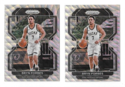 2021-22 PRIZM BRYAN FORBES #33 SILVER WAVE PARALLEL LOT OF 2 CARDS,SPURS