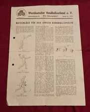GERMAN YOUNG PEOPLES HANDBALL Advice Instructions Document Post WW2 WWII