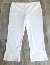 Vintage MOSCHINO 90s Y2K Ruffle Hem Cropped Cotton Pants Size 14