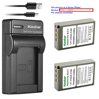 Kastar Battery Slim USB Charger for Olympus BLS-5 & Olympus OM-D E-M10 Camera
