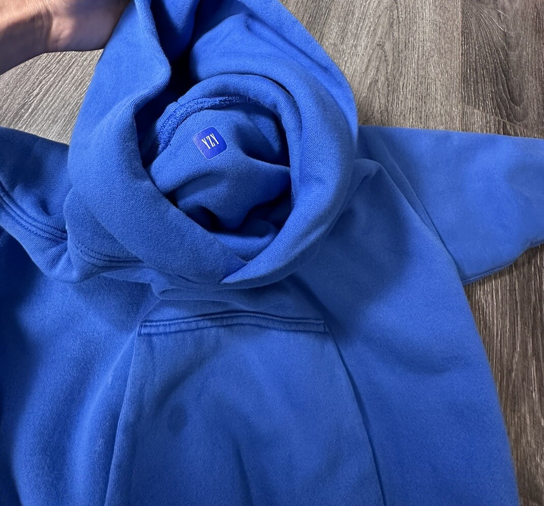 Yeezy YZY x Gap Hoodie Blue Kanye West Double Layered Crop Yeezy YZY x Gap Hoodie Blue Kanye West Double Layered Crop
