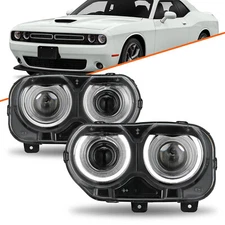 Pair Headlamps For 2015-2022 Dodge Challenger HID/Xenon w/o Air Ducts Headlights