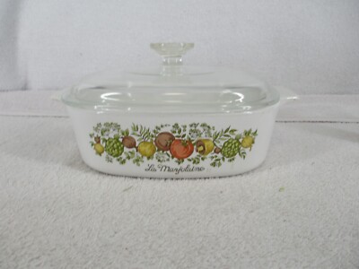 Corning Ware Casserole With Lid La Marjolaine A-2-B Oven Square 2 Quart Harvest