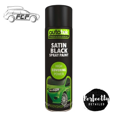 AutoTek Satin schwarz Mehrzweck Aerosol Sprühfarbe 500ml 