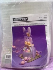DISTLEFINK DESIGNS Plastic Canvas Needlepoint Kit MR. EASTER BUNNY CANDY BASKET