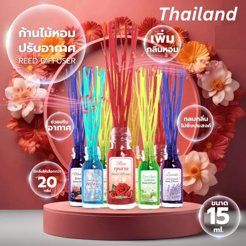 3 x 15ml HONGHOM Aroma Reed Diffuser Home Scent Fragrance Oil Spa Multi Scents - Image 2 of 4