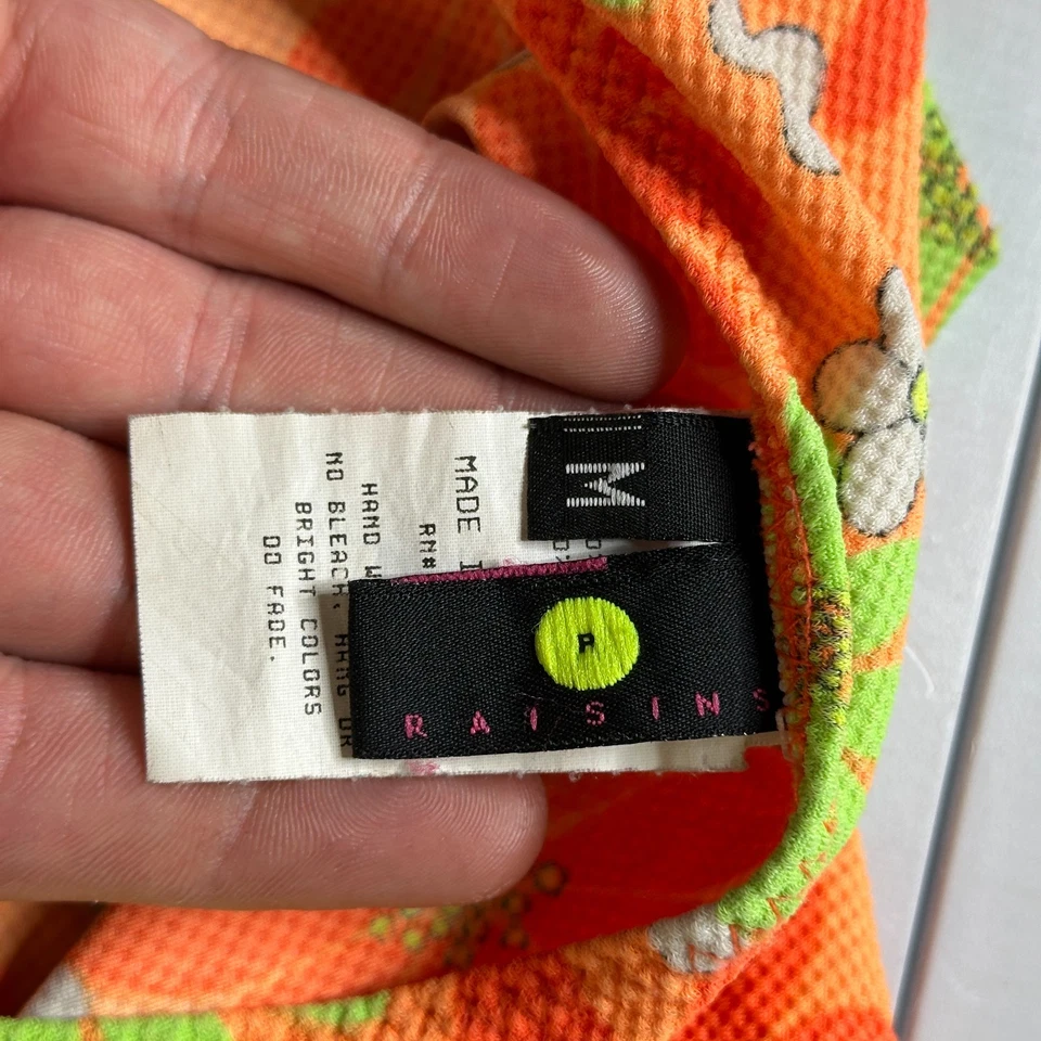 De Colección Años 90 Pasas Bikini Corte Alto Traje de Baño Talla M L Naranja Floral Con Aros Triángulo Foto 4 de 4