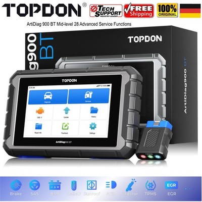 TOPDON ArtiDiag 900 BT Bidirectional Diagnostic EC.U Coding Oil/SAS/Brake Reset